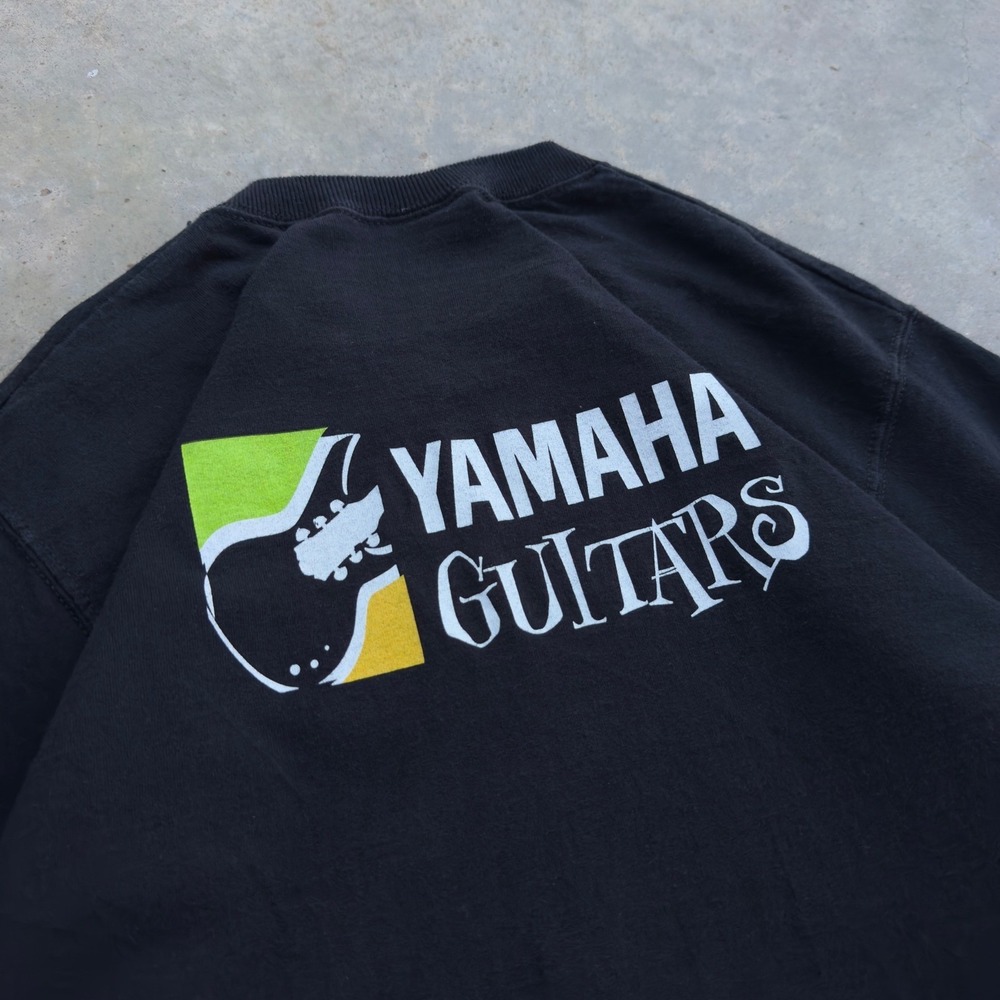 Vintage 90s Yamaha Guitars Band Tee Graphic Promo T-Shirt Black Medium (d1a)